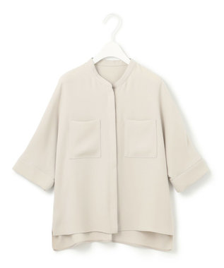 ICB L 【洗える】ライトダブルクロス クロップドシャツ トープ系