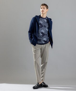 JOSEPH HOMME ファインジャガードブロック　Tシャツ ネイビー系