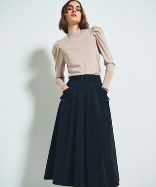 GRACE CONTINENTAL グログランタックフレアスカート ブラック