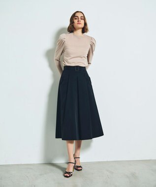 GRACE CONTINENTAL グログランタックフレアスカート ブラック