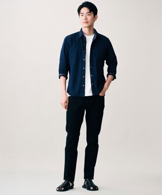 JOSEPH ABBOUD 【2WAY・リバーシブル・七分袖】リバーシブルストライプ シャツ ネイビー系1