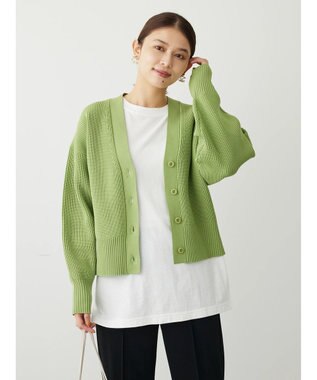 Green Parks スポンディシュ畦編みショート丈カーディガン Green