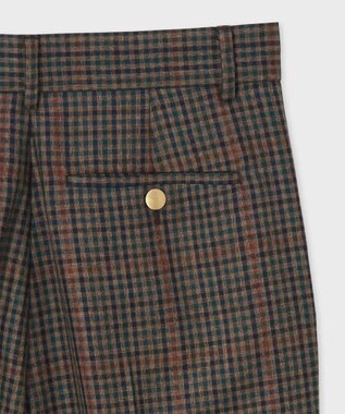 Paul Smith クラシックガンクラブチェック ワイドタックパンツ ブラウン