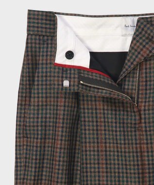 Paul Smith クラシックガンクラブチェック ワイドタックパンツ ブラウン