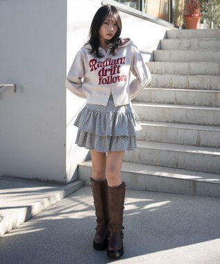 WEGO グラフィックジャガードニットZIPパーカー ホワイトアイボリー