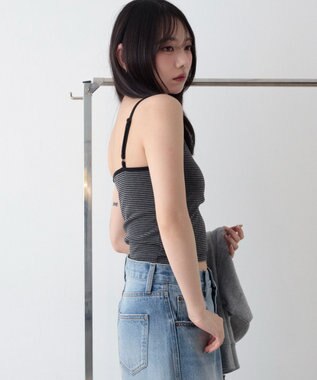 WEGO ヘンリーデザインカップインキャミ ブラックボーダー