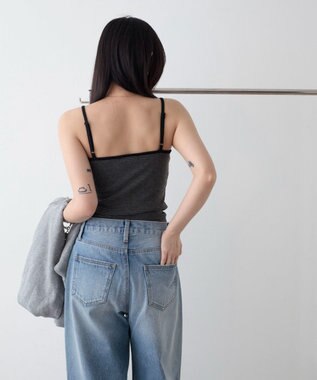 WEGO ヘンリーデザインカップインキャミ ブラックボーダー
