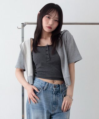 WEGO ヘンリーデザインカップインキャミ ブラックボーダー