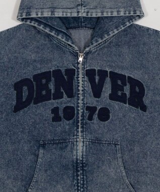 WEGO カレッジロゴBIGZIPパーカー デニム中濃加工色