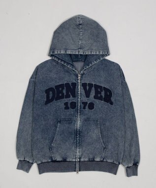 WEGO カレッジロゴBIGZIPパーカー デニム中濃加工色