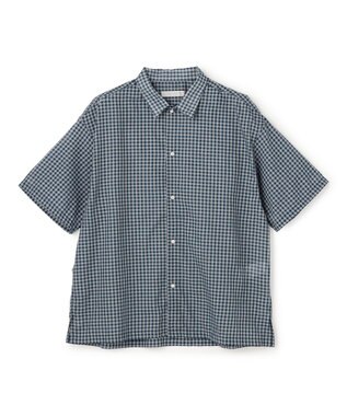 UNFILO MENS イージーケア エアリーシアーシャツ 半袖 ネイビーチェック