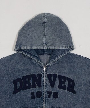 WEGO カレッジロゴBIGZIPパーカー デニム中濃加工色