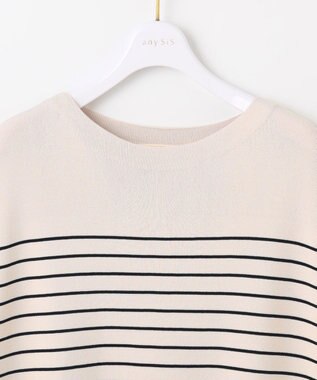 ANY SIS 【接触冷感・UVカット・洗える】ビューティクール フレンチ ニットＴ ライトベージュ×ブラック