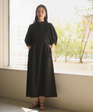 #Newans 【洗える】ピンタックベストコンビワンピース ブラック系