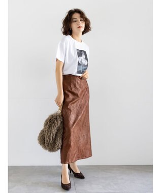 Te chichi クラックレザーライクナロースカート