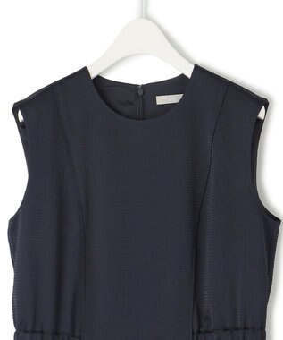 ICB 【洗える】 ストレッチハンマーサテン ノースリーブワンピース ネイビー系