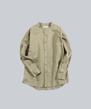 WHITE MAILS 【UNISEX】COTTON PAPER SOFT TWILL バンドカラーシャツ カーキ