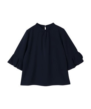 earth music&ecology ラッフル７分袖ブラウス Navy