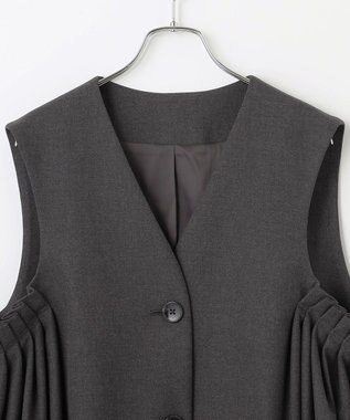 #Newans 【セレモニーにも】〈亀恭子さんコラボ〉サイドギャザージレ グレー