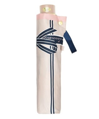  【雨傘】ランバン オン ブルー(LANVIN en Bleu) リボンストライプ 折りたたみ傘  楽々開閉 クイックアーチ