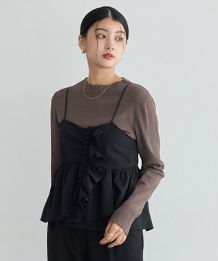 YECCA VECCA 【2点SET】ラッフルキャミセット長袖ニット