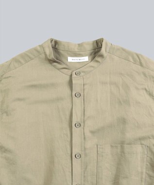 WHITE MAILS 【UNISEX】COTTON PAPER SOFT TWILL バンドカラーシャツ カーキ