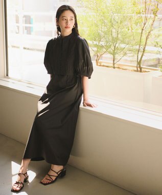 #Newans 【洗える】ピンタックベストコンビワンピース ブラック系