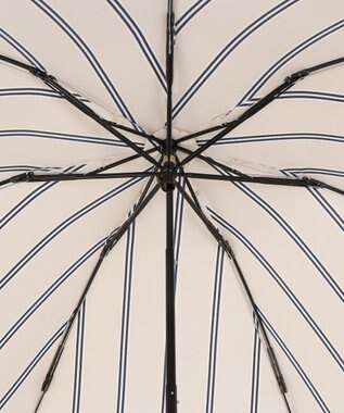 MOONBAT 【雨傘】ランバン オン ブルー(LANVIN en Bleu) リボンストライプ 折りたたみ傘  楽々開閉 クイックアーチ ベージュ