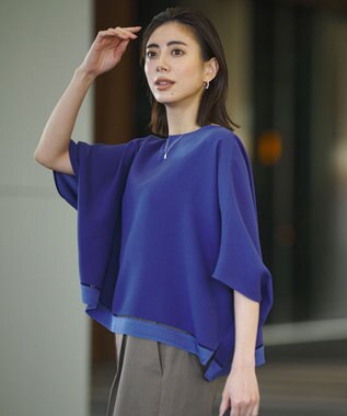 【WEB限定カラーあり】 FluidBackSatin クロップドブラウス