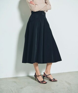 GRACE CONTINENTAL グログランタックフレアスカート ブラック