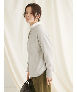 CRAFT STANDARD BOUTIQUE ７Ｇモールニット　ヘンリーＰＯ　Ｌ／Ｓ Gray Beige