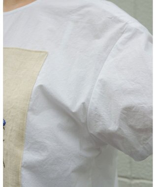 muuc つゆ草刺繍半袖プルオーバー〈日本製・上質な天然素材・遠州織物〉〈繊細なオリジナル花刺繍〉〈ゆったりフリーサイズ〉〈上品な大人の布帛Tシャツ〉 ホワイト