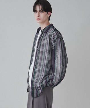  【ユニセックス着用ITEM】ストライプメッシュBIGシャツ