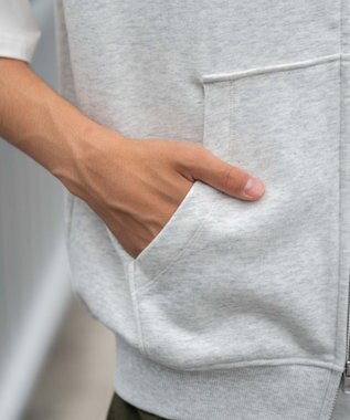 WEGO 【ユニセックス着用ITEM/MLサイズ展開】ワンポイントノースリジップパーカー アッシュグレー