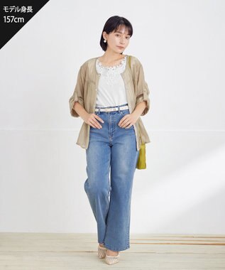 Tiaclasse L 【洗える】楊柳バックフリルブルゾン ベージュ