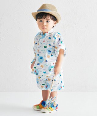 MIKI HOUSE HOT BISCUITS 【80-120cm】総柄 甚平スーツ