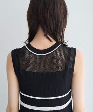 YECCA VECCA 【尾崎紗代子さん着用】透かし編みニットワンピース Black