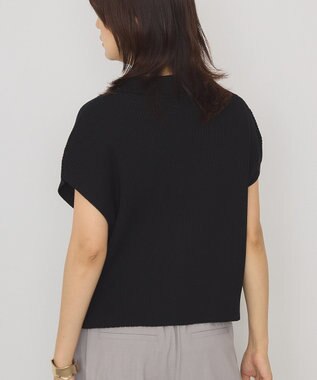 AMERICAN HOLIC フレンチスリーブリブニットポロ Black