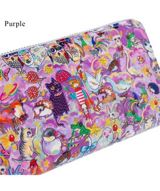 tsumori chisato CARRY 森のどうぶつたち ラウンドファスナー長財布 パープル