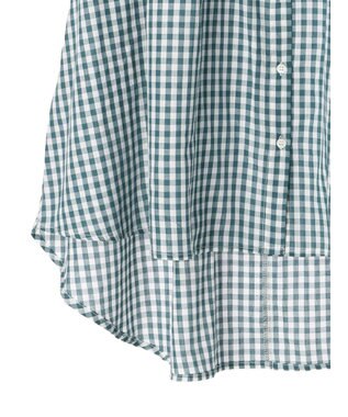 AMERICAN HOLIC フレンチスリーブバック切替シャツ Check Green