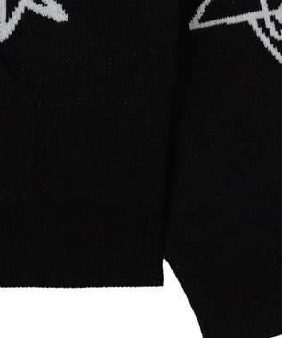 WEGO ジャガードグラフィックニットZIPパーカー ブラック