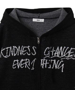 WEGO ジャガードグラフィックニットZIPパーカー ブラック