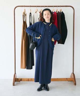 CRAFT STANDARD BOUTIQUE キナリノコラボ/洗える配色モールニットカーディガン/24AW Navy