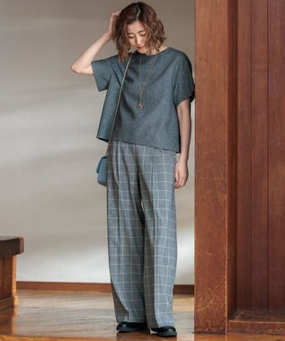 23区 【洗える】ガンクラブプレイドチェック パンツ グレーチェック