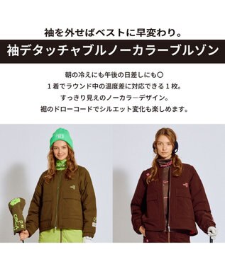 PW CIRCULUS 【撥水加工 / ストレッチ】【WOMEN】デタッチャブルキルティング中綿ブルゾン ゴルフウェア レディース ダークブラウン系
