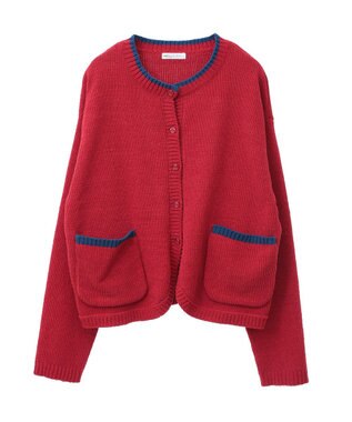 CRAFT STANDARD BOUTIQUE キナリノコラボ/洗える配色モールニットカーディガン/24AW Red