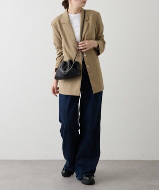 russet レザー巾着ミニショルダーバッグ(CE-1637) Black