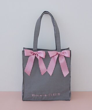 Maison de FLEUR ギンガムリボンスクエアトートバッグ