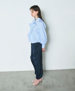 GRACE CONTINENTAL サテンワークパンツ ネイビー