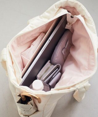 Maison de FLEUR ローズリボン刺繍パファートートバッグ Ivory